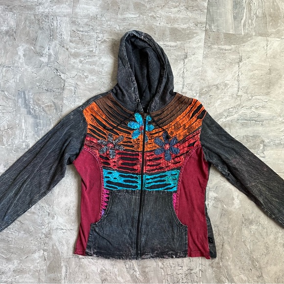 Leopards & Roses vintage boho floral hoodie - Picture 2 of 7